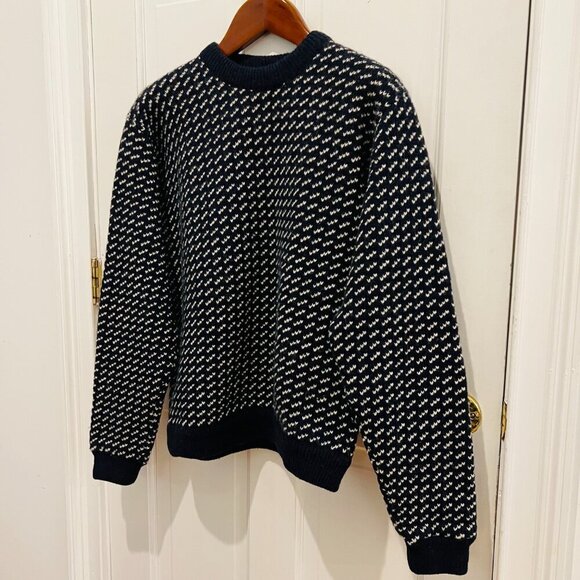 Vintage LL Bean 80's Birdseye Knit Wool Sweater Size Large - Picture 5 of 16
